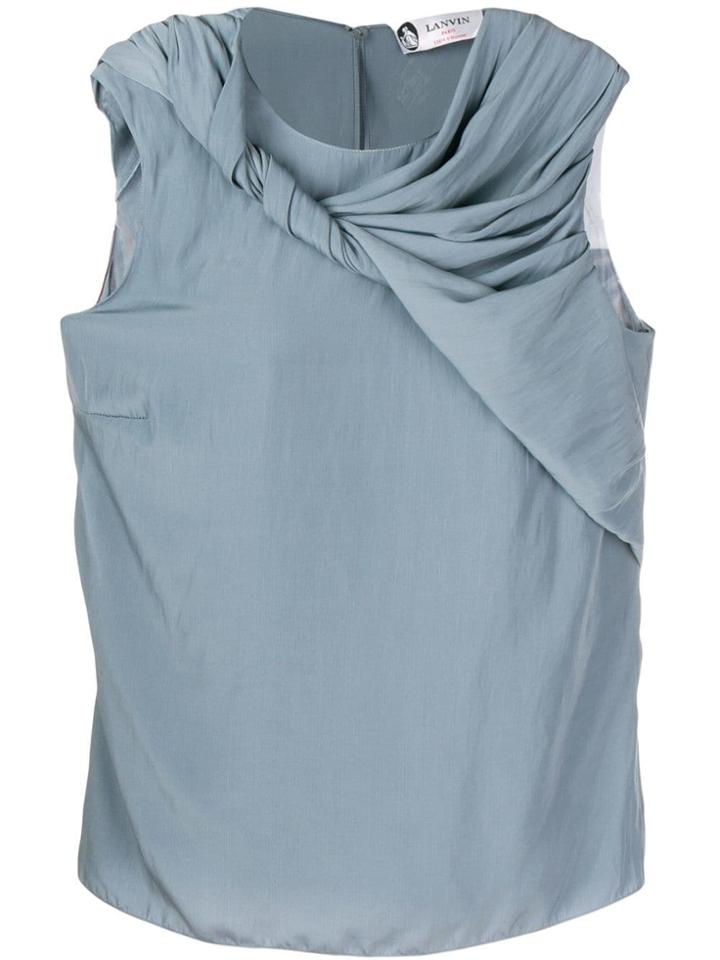 Lanvin Twirled Drape Sleeveless Blouse - Blue