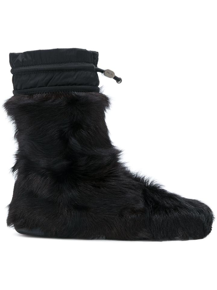 Prada Vintage Fur Boots - Black
