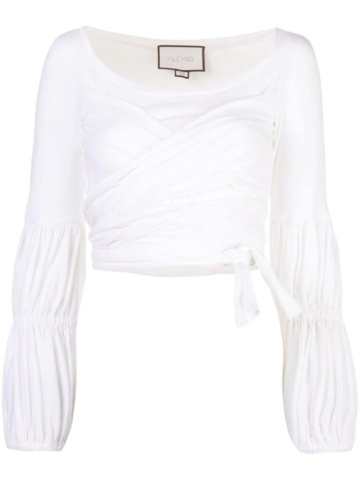 Alexis Cropped Tie Top - White