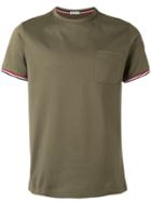 Moncler Striped Trim T-shirt, Men's, Size: Xl, Green, Cotton