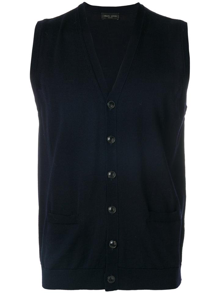 Roberto Collina Sleeveless V-neck Cardigan - Blue