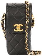 Chanel Vintage Quilted Shoulder Phone Case - Black