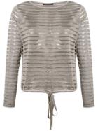 Luisa Cerano Sheer Striped Top - Grey