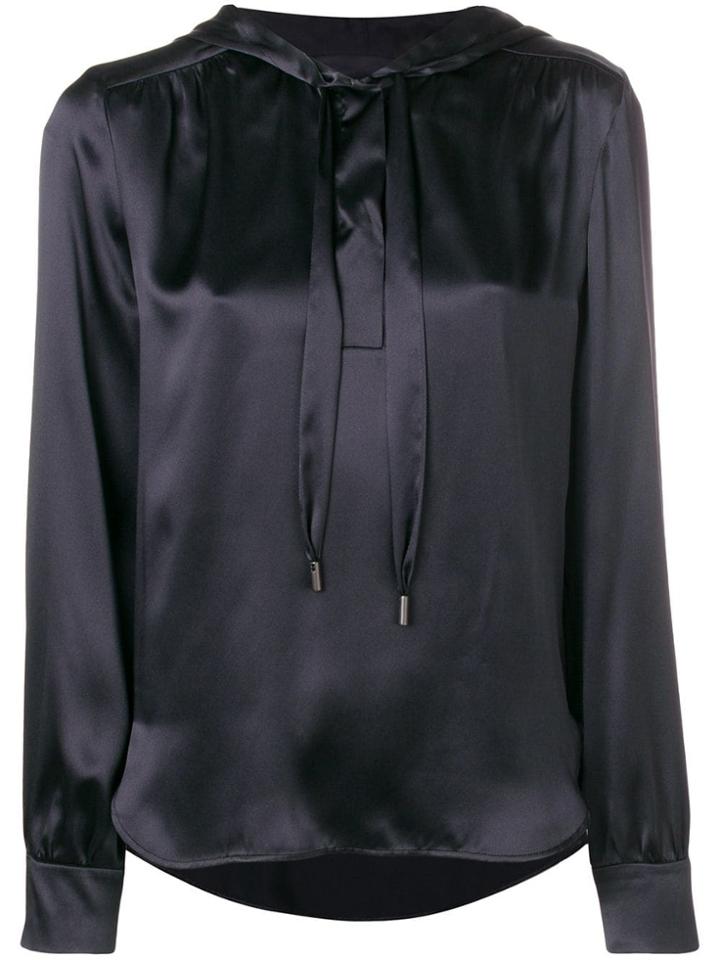 Luisa Cerano Sheen Hooded Blouse - Blue