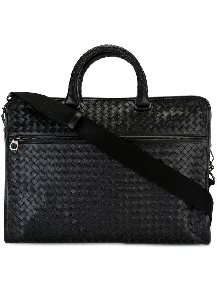 Bottega Veneta Nero Intrecciato Calf Briefcase - Black