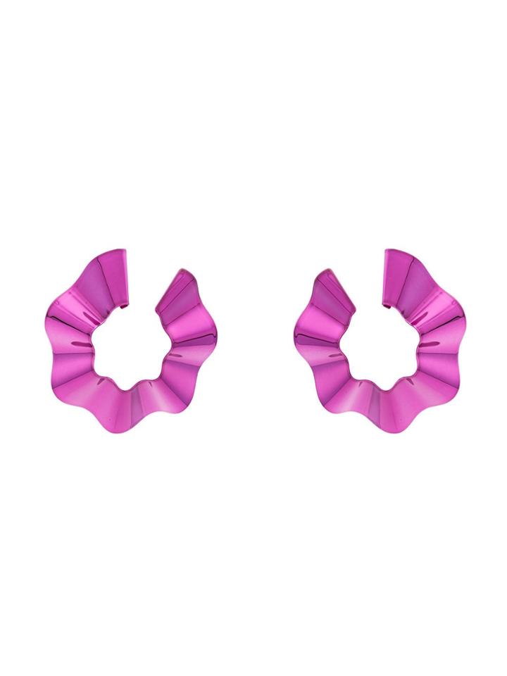 Gaviria Purple Ravioli Silver Plated Earrings - Pink