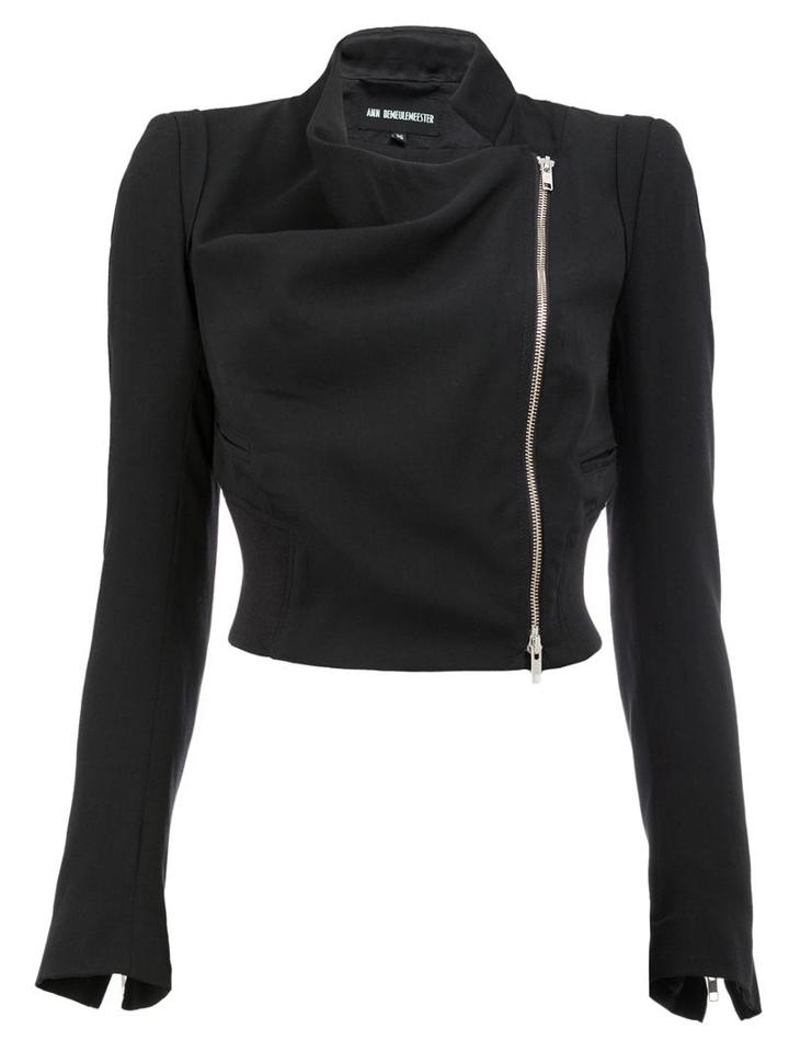 Ann Demeulemeester Fitted Cropped Jacket, Women's, Size: 36, Black, Cotton/rayon/virgin Wool