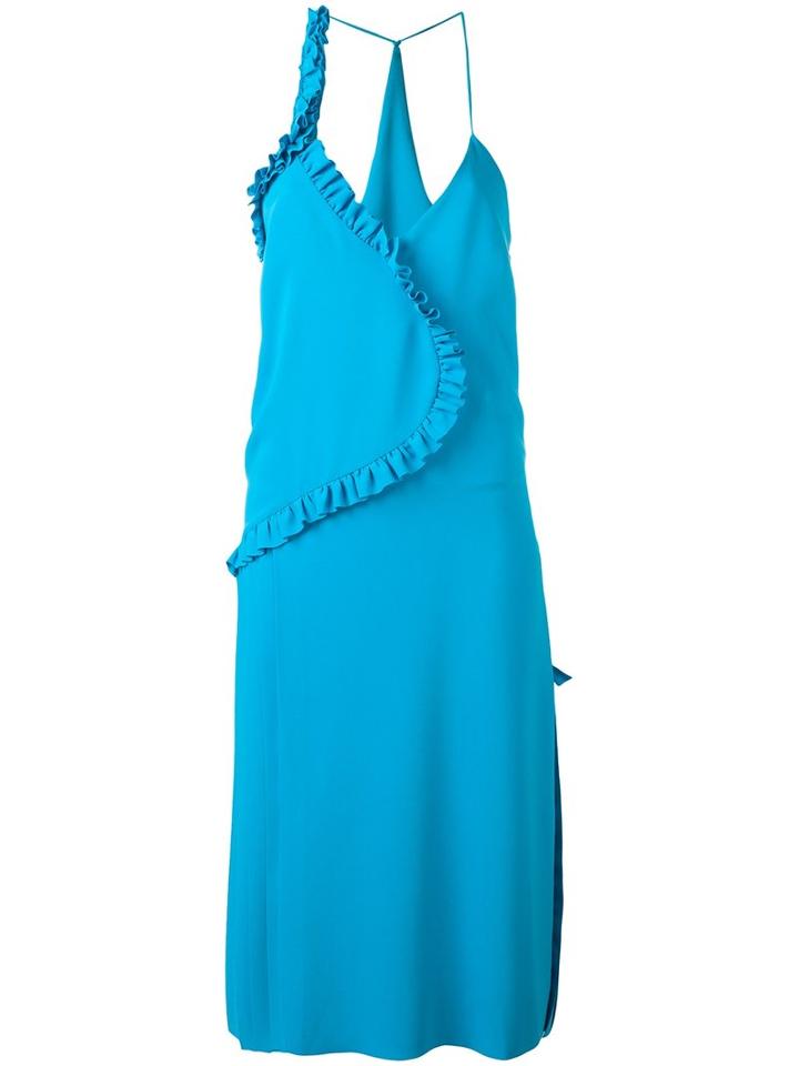 Cédric Charlier Pleated Back Dress, Women's, Size: 38, Blue, Polyester
