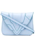 Elena Ghisellini Panelled Flap Handbag - Blue