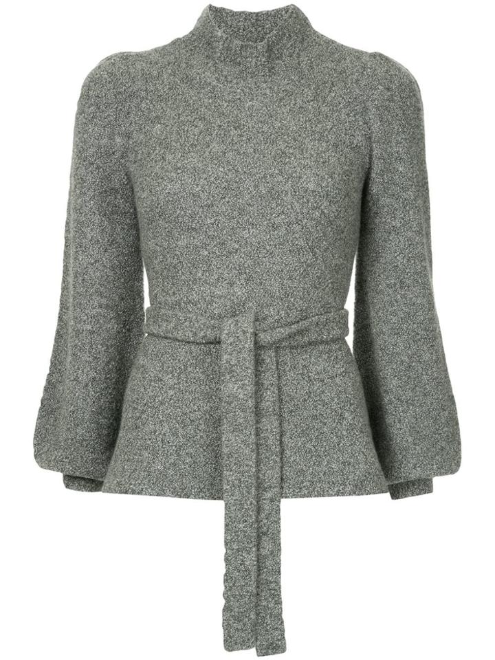 Co Belted Bell Sleeve Sweater - Grey