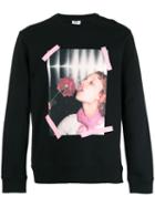 Kenzo Girl With Rose Sweatshirt, Size: Large, Black, Cotton