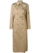 Red Valentino Sequin Embellished Trench Coat, Women's, Size: 44, Nude/neutrals, Cotton/acetate/polyester