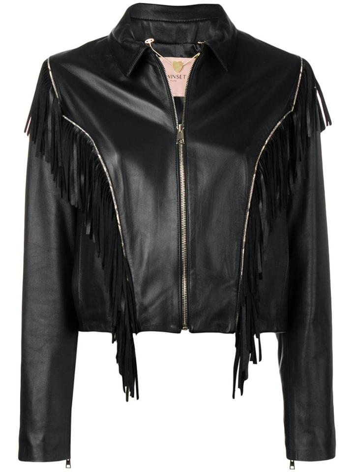 Twin-set Leather Biker Jacket - Black