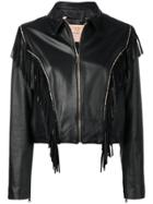 Twin-set Leather Biker Jacket - Black