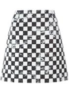 Marc Jacobs Checkerboard Print A-line Skirt, Women's, Size: 6, Black, Silk/cotton/wool