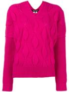Junya Watanabe Comme Des Garçons Cable Knit Jumper, Women's, Size: Small, Pink/purple, Wool