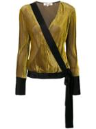 Dvf Diane Von Furstenberg Velvet Wrap Blouse - Yellow