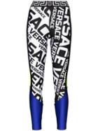 Versace Logo-print Panelled Leggings - Multicolour