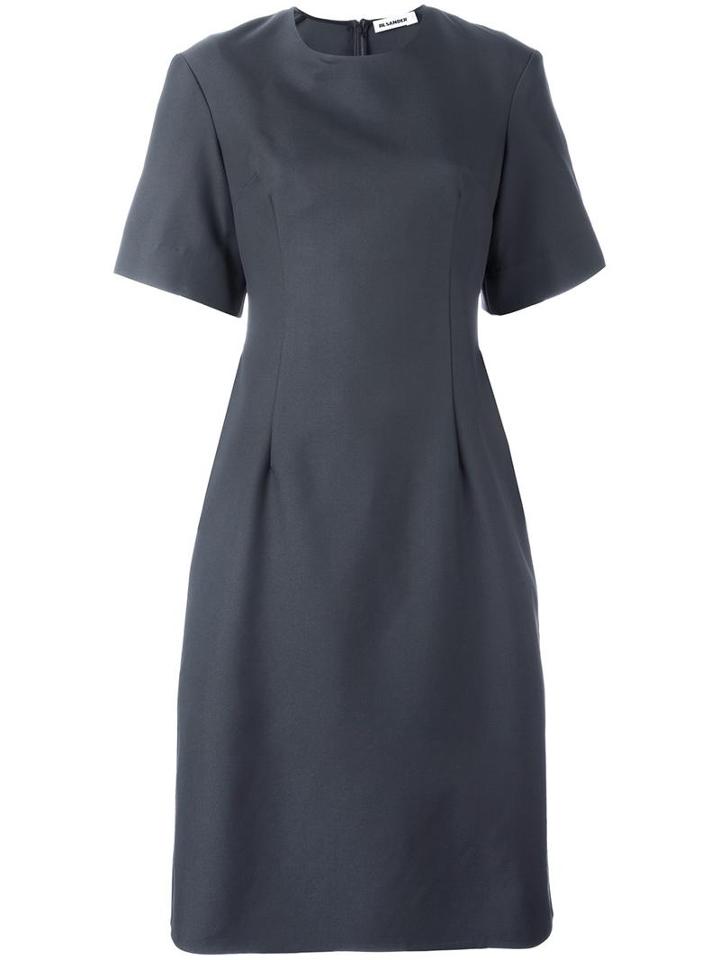Jil Sander Shortsleeved Midi Dress, Women's, Size: 36, Grey, Silk/polyamide