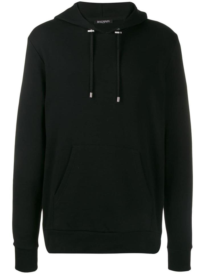 Balmain Monogram Logo Hooded Sweater - Black