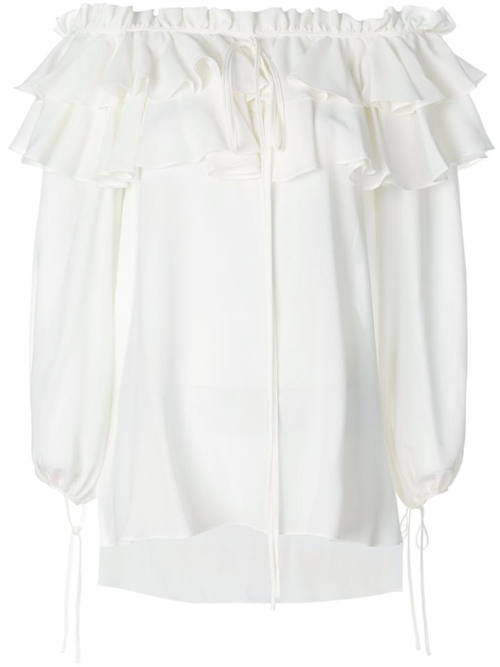 Alexander Mcqueen Off-shoulder Ruffle Blouse - White