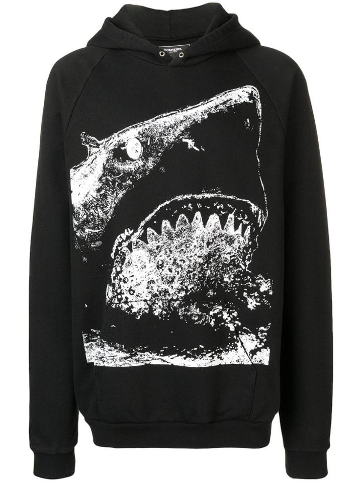 Dom Rebel Shark Print Hoodie - Black