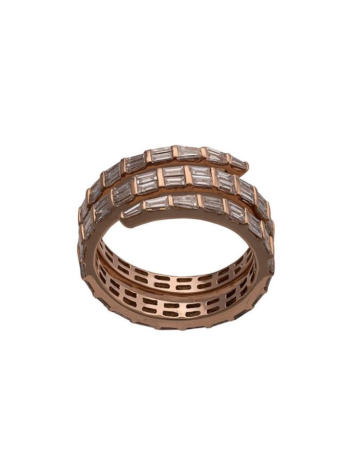 Anita Ko 18kt Rose Gold Three-row Diamond Baguette Coil Ring