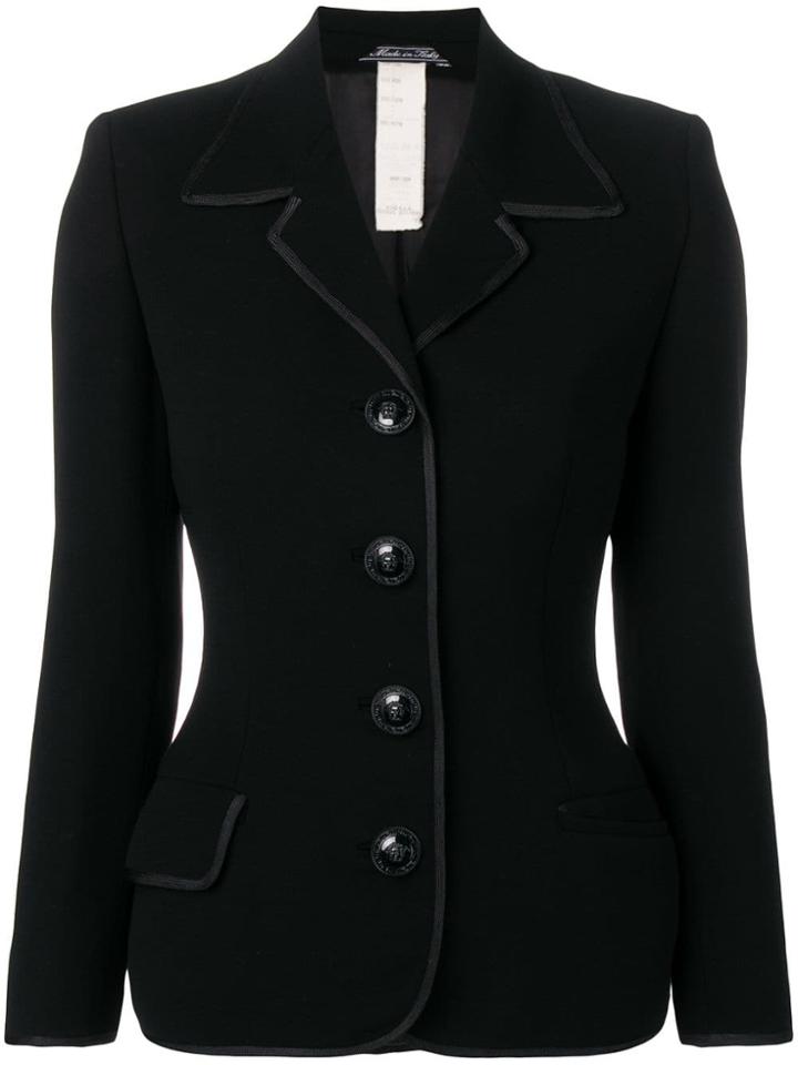 Versace Vintage 1990's Bowling Collar Blazer - Black