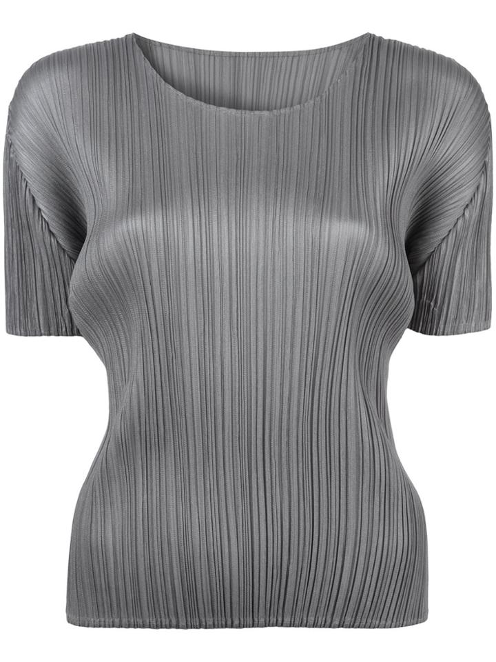 Pleats Please By Issey Miyake Shortsleeved Pleated Top - Grey