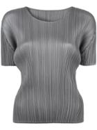 Pleats Please By Issey Miyake Shortsleeved Pleated Top - Grey