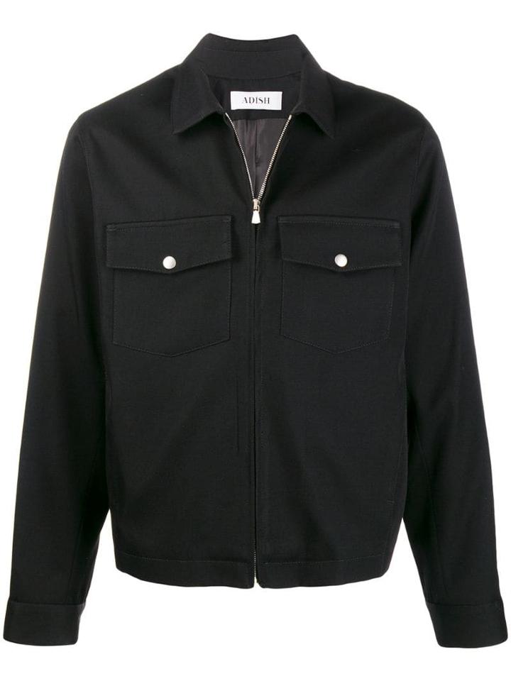 Adish Zipped Shirt Jacket - Black