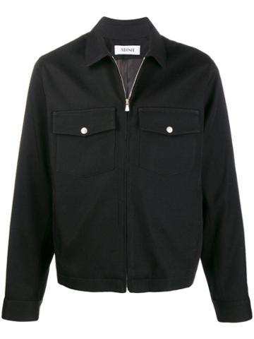 Adish Zipped Shirt Jacket - Black