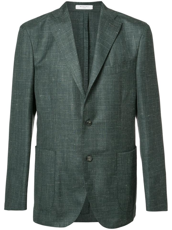 Boglioli Classic Blazer, Men's, Size: 52, Green, Wool/silk/linen/flax/cupro