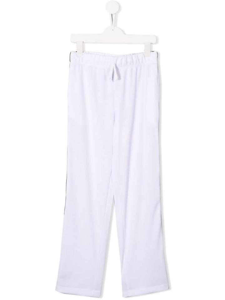 Chiara Ferragni Kids Appliqué Striped Casual Trousers - White