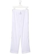 Chiara Ferragni Kids Appliqué Striped Casual Trousers - White