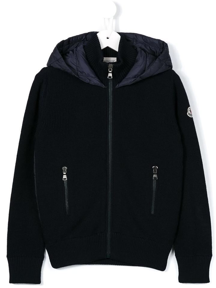 Moncler Kids Padded Back Hooded Jacket, Toddler Boy's, Size: 5 Yrs, Blue