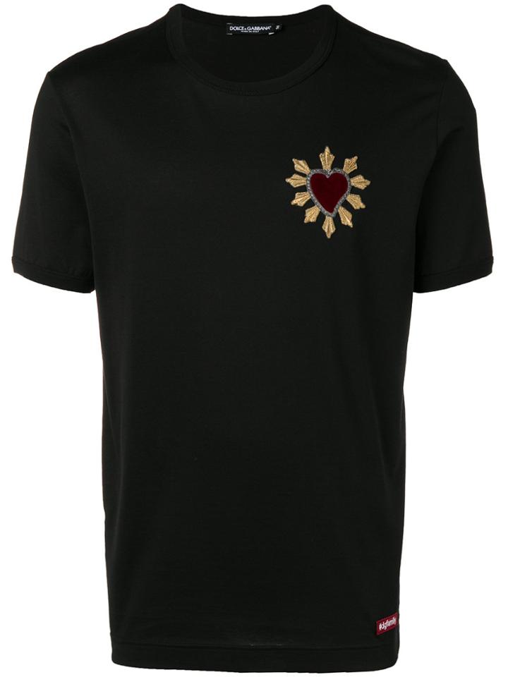 Dolce & Gabbana Heart Embroidered T-shirt - Black
