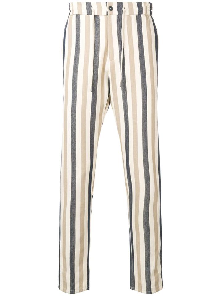 Berwich Striped Straight-leg Trousers - Neutrals