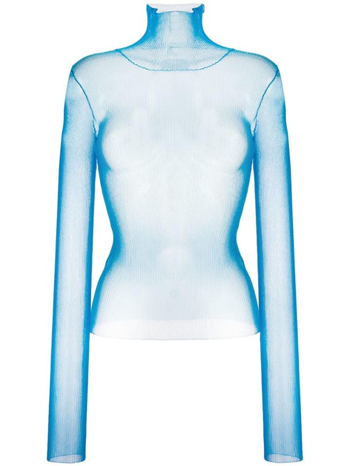 Maison Margiela Sheer Knitted Top - Blue