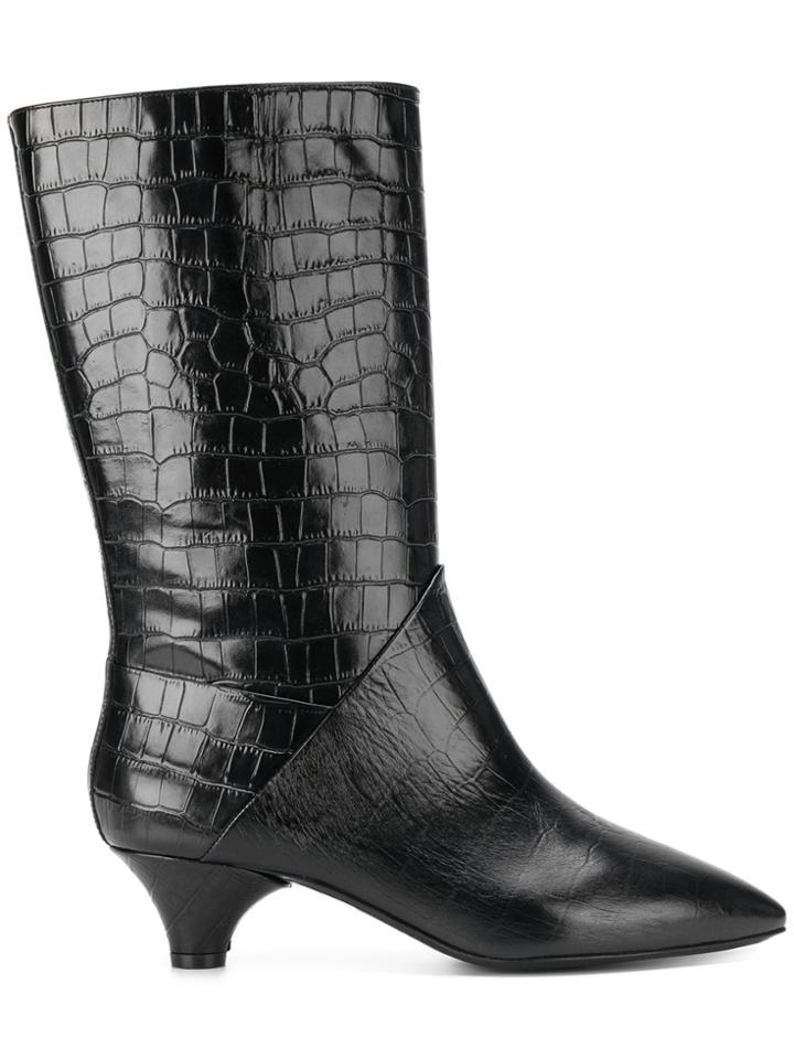 Marni Crocodile-effect Boots - Black