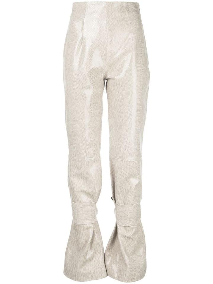 16arlington Snakeskin Effect High-waisted Trousers - Neutrals