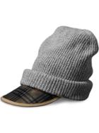 Burberry 1983 Check Wool Cashmere Peaked Beanie - Grey