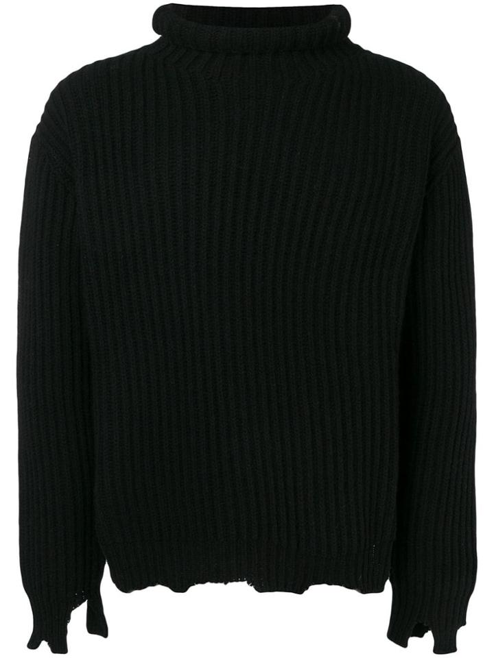 Paura Distressed Finish Jumper - Black