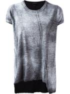 Avant Toi Asymmetric Relaxed Fit Stone Print T-shirt, Women's, Size: Xs, Black, Linen/flax
