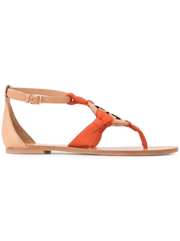 Tory Burch Miller Scarf Sandals - Orange