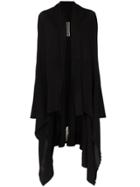 Rick Owens Long Sleeve Wool Draped Cardigan - Black