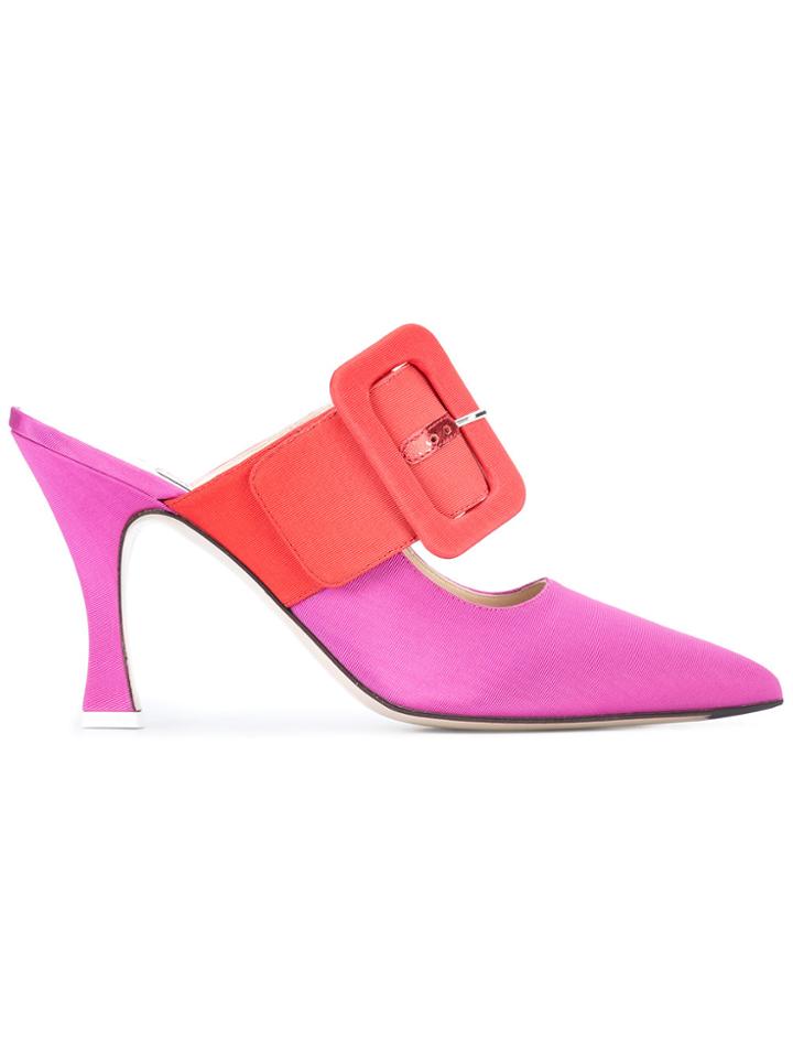 Attico Contrast Pointed Pumps - Red