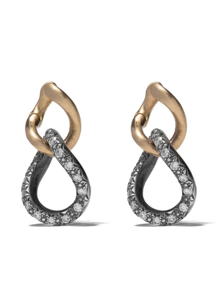 Hum 18kt Yellow Gold, Silver And Diamond Link Earrings - Gold And