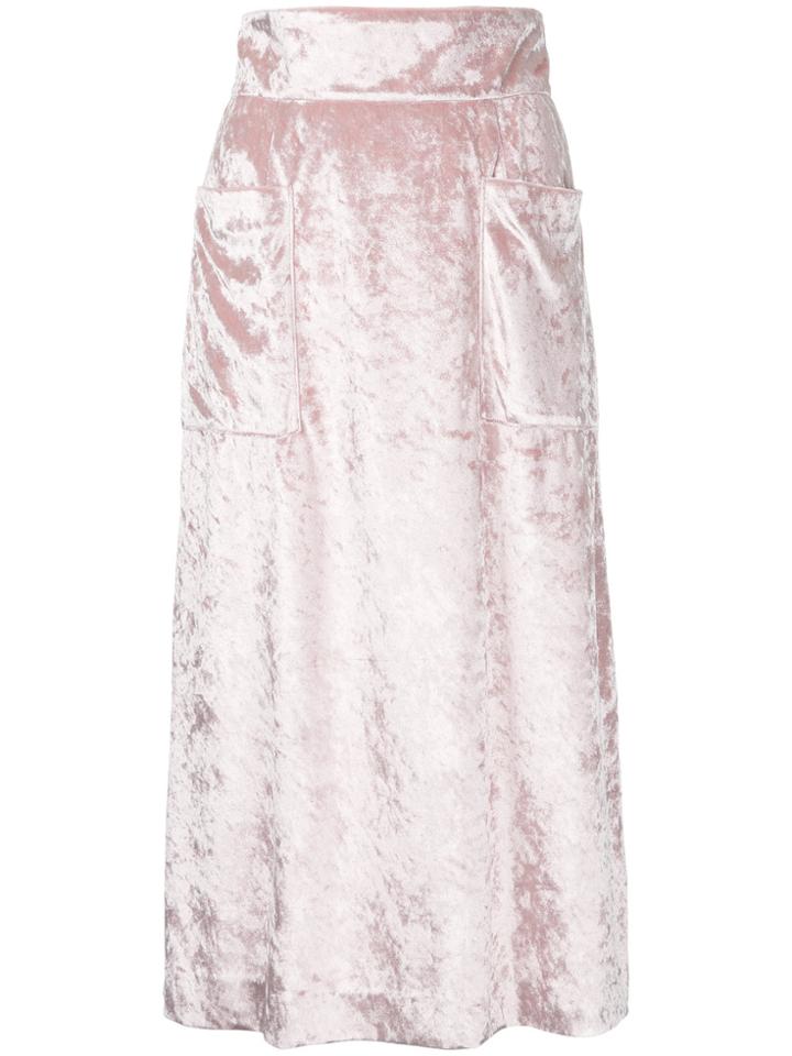Cityshop Velvet Pocket Skirt - Pink & Purple