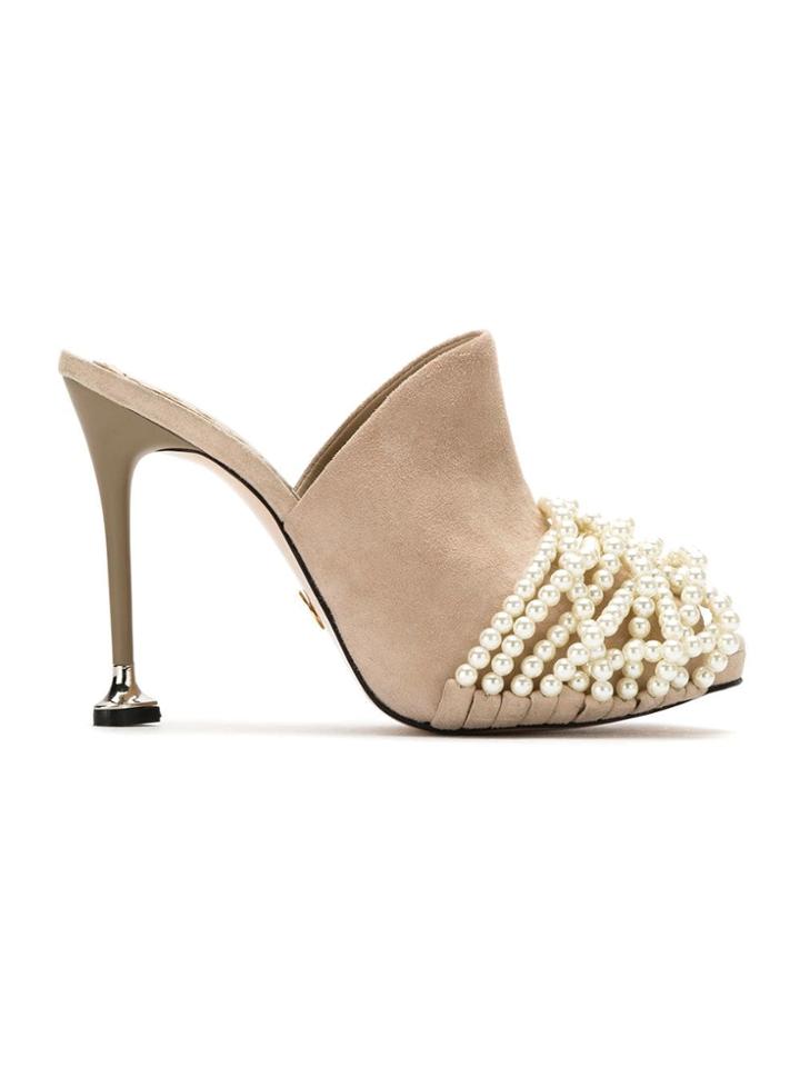 Andrea Bogosian Leather Mules - Nude & Neutrals
